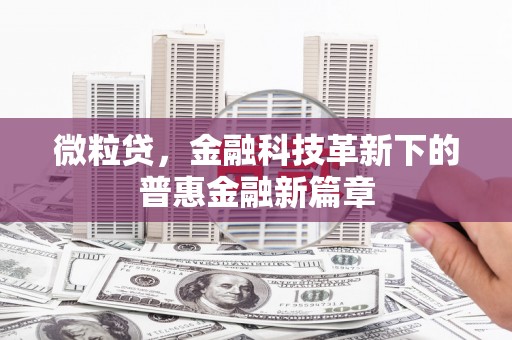 陆川微粒贷，金融科技革新下的普惠金融新篇章