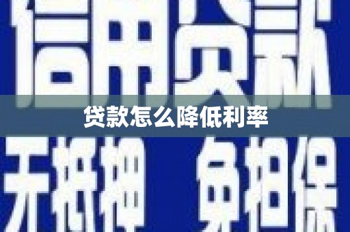 陆川贷款怎么降低利率