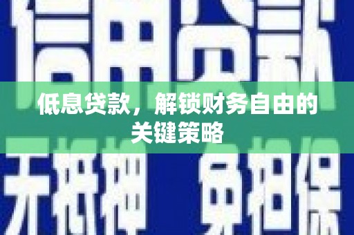 陆川低息贷款，解锁财务自由的关键策略