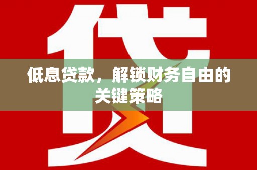 陆川低息贷款，解锁财务自由的关键策略