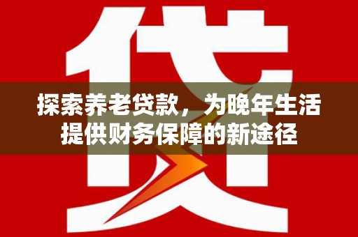 陆川探索养老贷款，为晚年生活提供财务保障的新途径