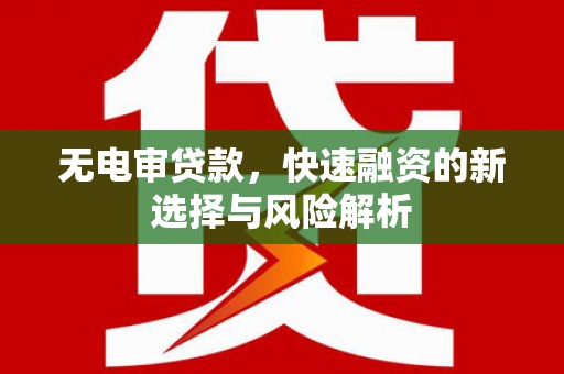 陆川无电审贷款，快速融资的新选择与风险解析