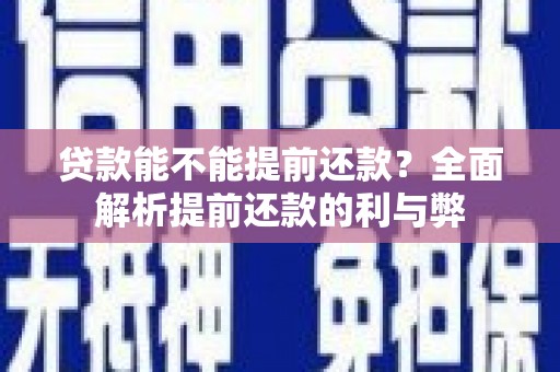陆川贷款能不能提前还款？全面解析提前还款的利与弊