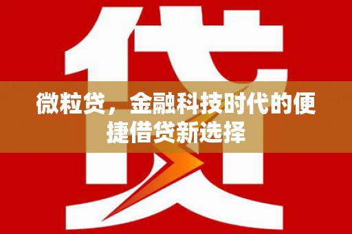 陆川微粒贷，金融科技时代的便捷借贷新选择